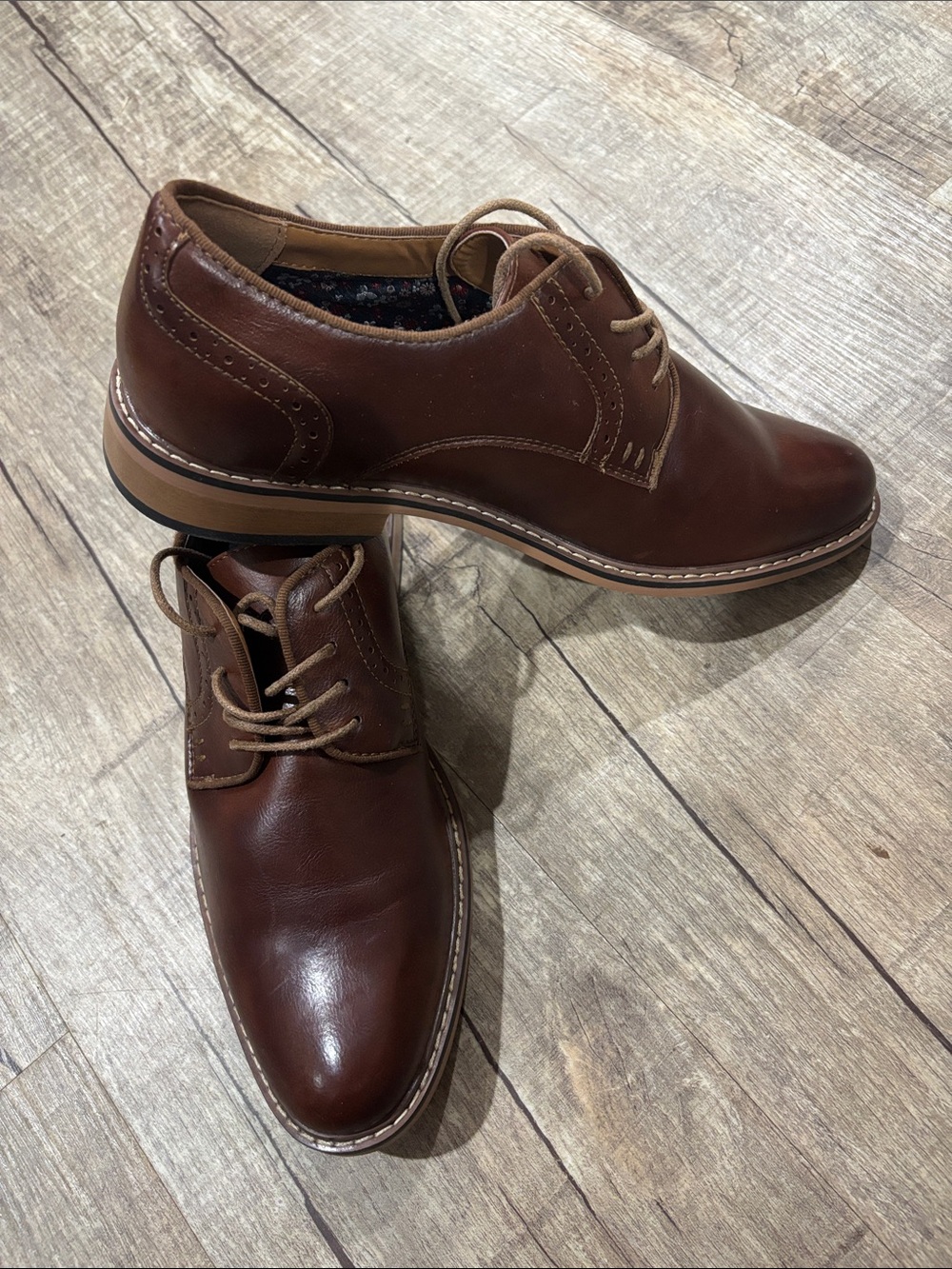 Steve Madden Brown Leather Lace-Up Oxford Shoes Men’s Size 9 - Picture 5 of 10